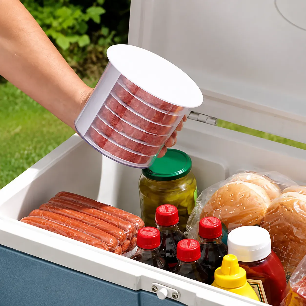 Burger patty maker shaping more uniform patties