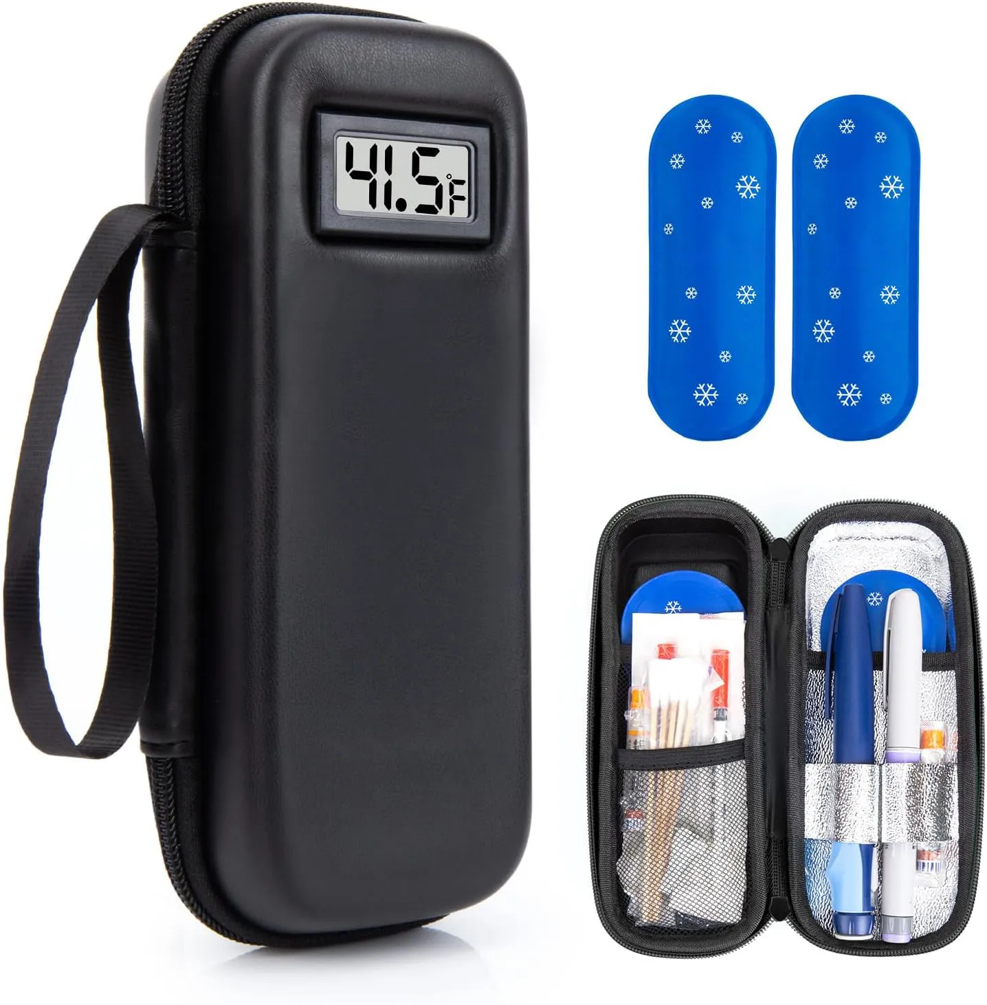 Insulin Cooler Travel Case with Temperature Display - Black